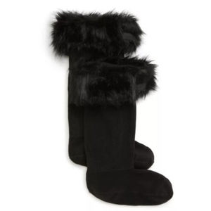 Hunter Other | Hunter Original Tall Faux Fur Cuff Boot Socks Black | Color: Black | Size: Os | Yazimin's Closet